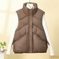 thumbnail image 2 of ZQUUVOU Women's Puffer Vest Winter Fashion Vest Sleeveless Padded Jacket Stand Collar Vest for Outer Wear Inner Layer Coffee, 2 of 5