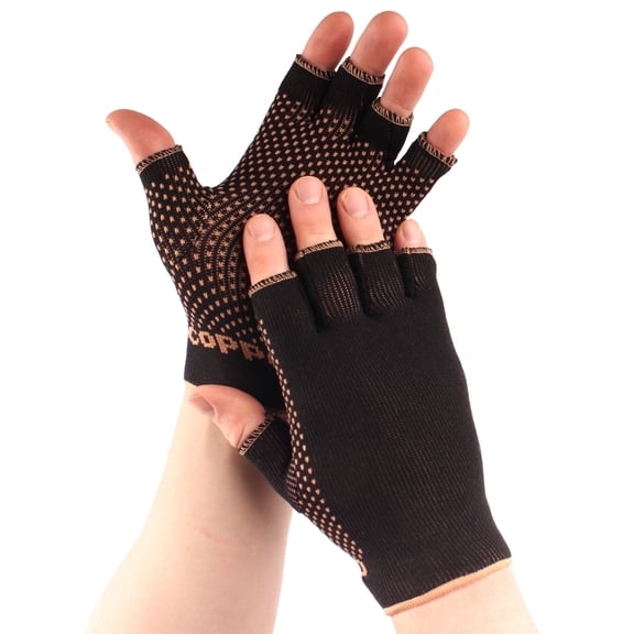 Copper D Compression - Bamboo Rayon Gloves - Large/XLarge - Black/Copper - 1 Pair