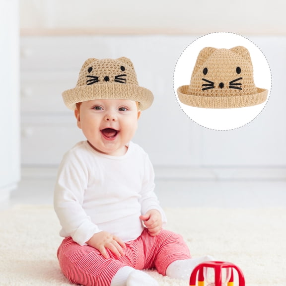 Hytrove Cartoon Bucket Hat for Kids with Khaki Polyester Sun Shade Breathable Function 1Piece