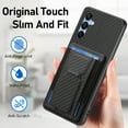 thumbnail image 6 of SaniMore for Samsung Galaxy A15 Case, PU Leather Carbon Fibre Anti-scratch Adjustable Stand Card Slots [RFID Blocking] Shockproof Anti-fall Anti-fingerprint Wallet Shell for Men Women, Black, 6 of 10