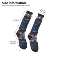 thumbnail image 2 of Knee High Socks for Women Men Athletic - Glowing Winter Arctic Fox a Thigh-High Black Sole Comfort Breathable Long Socks for Casual Travel Running, 2 of 7