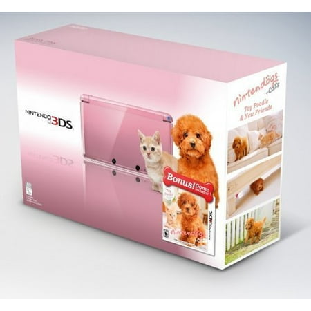 Nintendo - Nintendo 3DS Pearl Pink with Nintendogs Toy Poodle Bundle