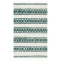 SAFAVIEH Natura Candelario Striped Wool Area Rug, Ivory/Green, 3' x 5'
