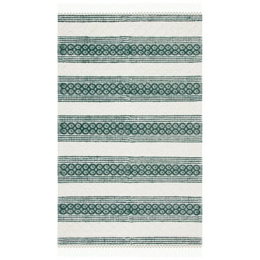 SAFAVIEH Natura Candelario Striped Wool Area Rug, Ivory/Green, 3' x 5'
