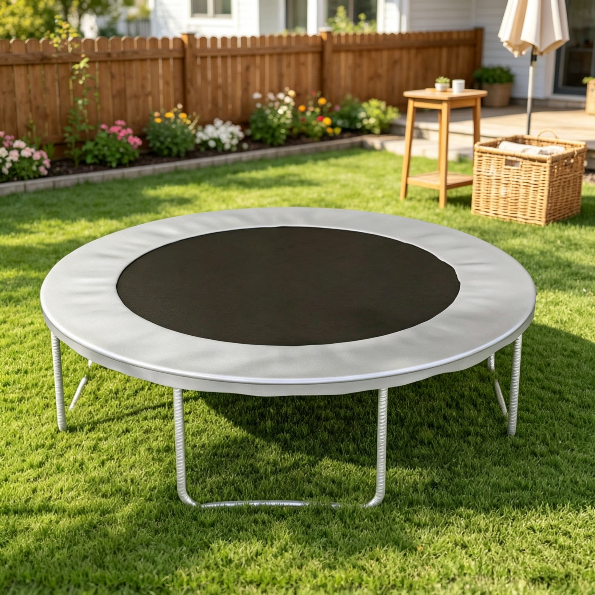 12' Trampoline Replacement Mat, 72 V-Hooks, Fits 5.5" Springs, for Backyard Old Trampoline Surface Upgrade, Green (Spring & Frame Not Included)