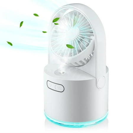 

Table Misting Fan USB Rechargeable Personal Cooling Fan with 300ML Large Water Tank and 7 Colorful Nightlight Water Spray Mist Fan for Camping Outdoors Office