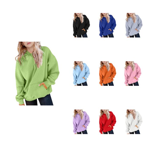 Ticikt Boys & Girls Hooded Sweatshirt, 5-15Y Raglan Sleeve Casual Pullover with Pocket,Green