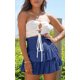 thumbnail image 4 of Falda casual A Line Faldas novedosas Falda plisada con dobladillo con volantes Cintura alta para mujer FLhrweasw Para estrenar, 4 of 7