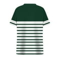thumbnail image 6 of Feancey Plus Size Trendy Womens Tshirts Summer Short Sleeve Striped Print Tops Criss Cross V Neck Loose Blouse Business Casual Oversized T-Shirt Green4XL, 6 of 7