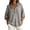 Gray, variant on Women's Linen Shirts Summer Casual V-Neck Roll up Sleeve Button Down Blouses Loose Fit Lightweight Tops Yellow