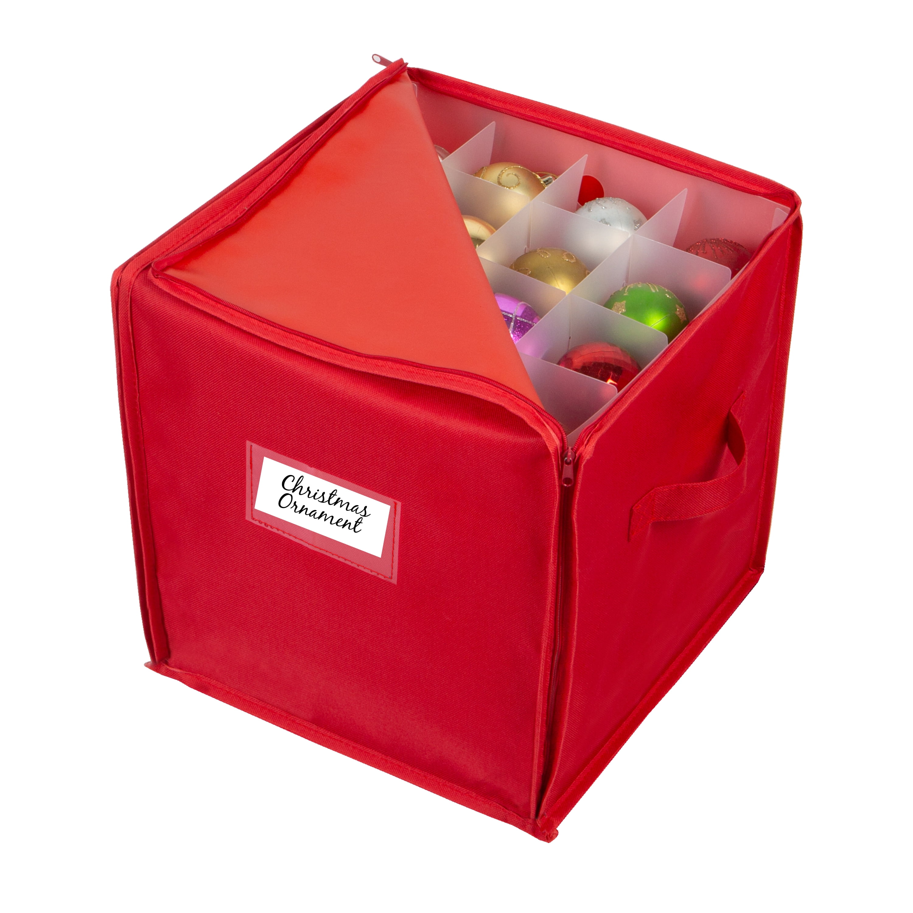 Winter Wonderland 112-Cell Ornament Storage Chest in Red/Green, NEW
