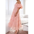 thumbnail image 6 of Women's Off Shoulder Midi Dress with Short Puff Sleeves Smocked Ruched Bodice True Midi Length 95% Polyester 5% Spandex, 6 of 30