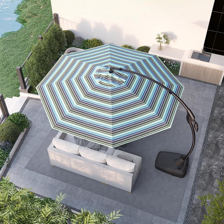 11 ft aluminum cantilever tilt patio umbrella with Base with 360 Rotation and Adjustment-Navy This curved cantilever patio umbrella delivers 95 sq Grand Patio Large 11-Ft Cantilever