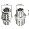 thumbnail image 3 of 304 Stainless Steel Pipe Fitting Reducer Adapter 1/2NPT Male x 3/8NPT Male for Water Oil Air Pressure Gauge 3Pcs, 3 of 6