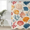 thumbnail image 2 of 72x78 Inch Shower Curtain Beach Coastal Bathroom Decor Waterproof Fabric Bathtub Bath Curtains Decorative Summer Nautical Shell Starfish Coral Extra Long Shower Curtain Set with Hooks, 2 of 6
