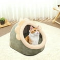thumbnail image 4 of Cat Beds for Indoor Cats - Flower -Shaped Cat Cave Bed with Hanging Toy,Super Soft Calming Pet Bed for Kitten&Puppy,Small Dog,Warm Plush&Machine Washable Cotton Pad,Cat Hideaway （Green）, 4 of 6