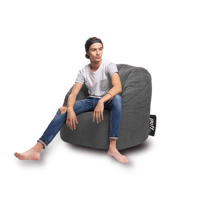 Sillón Puff Lounger Puff MX Gamuza Gris Oscuro