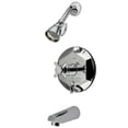 thumbnail image 1 of Kingston Brass KB46310DX Robinet de Baignoire et Douche avec Poignée Croisée, Chrome Poli, 1 of 1