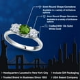 thumbnail image 2 of Gem Stone King 14K White Gold Green Chrome Diopside & White Zirconia 3-Stone Engagement Ring | 1.00 Cttw | Round 5MM and 4MM | Three Stone Wedding Anniversary Promise Ring for Women (Size 5), 2 of 6