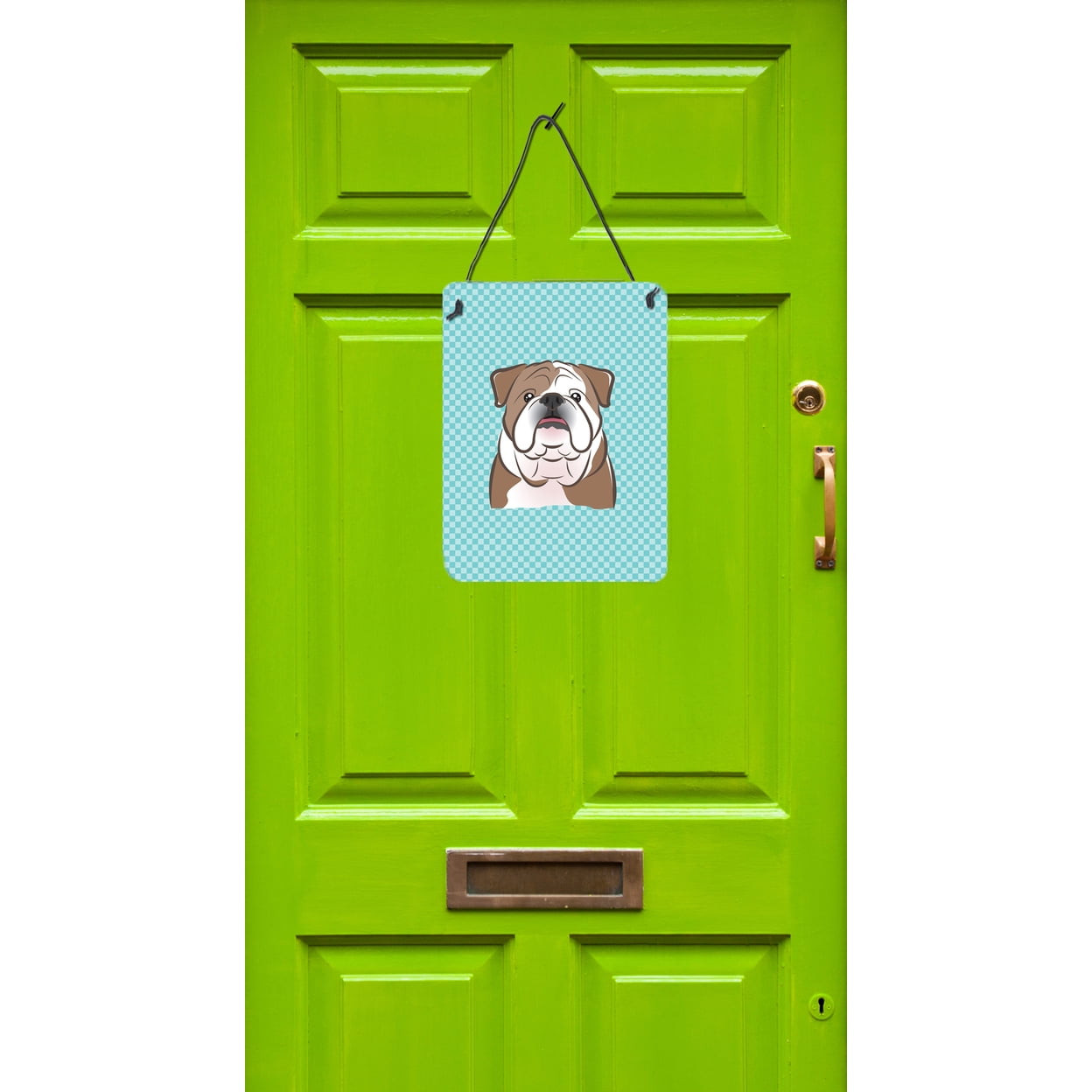 Carolines Treasures BB1157DS1216 Checkerboard Blue English Bulldog Wall and Door Hanging Prints