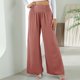 thumbnail image 5 of Pantalones Pantalones holgados de mujer Pantalones casuales de verano de cintura alta Cintura elástica Señora Pantalones Cgtredaw Rosa T M para Mujer, 5 of 8