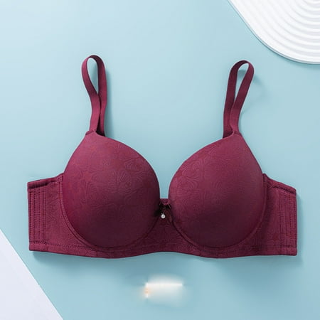 Elvqul Womens Bras Solid Red Nylon Underwear Bras