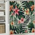 thumbnail image 6 of Orinice  Tropical Dark Green Leaves Shower Curtain with Hooks Palm Trees and Flowers Bird of Paradise Fabric Shower Curtain Decorative Polyester for Bathrooms Bathtubs Farmhouse 69x72, 6 of 7