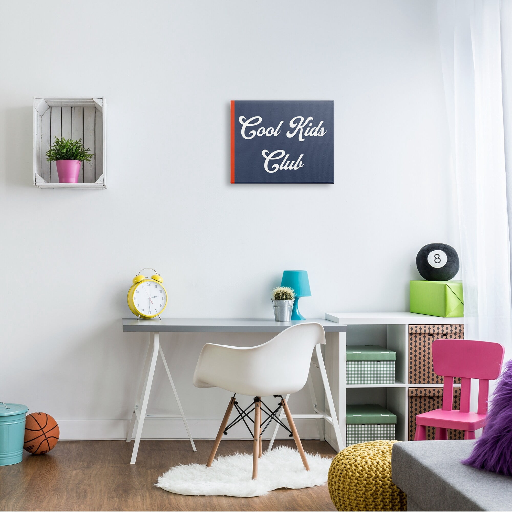 Stupell Industries Cool Kids Club Children's Sign Bold Red Blue Graphic Art Gallery-Wrapped Canvas Print Wall Art, 20x16, by Daphne Polselli
