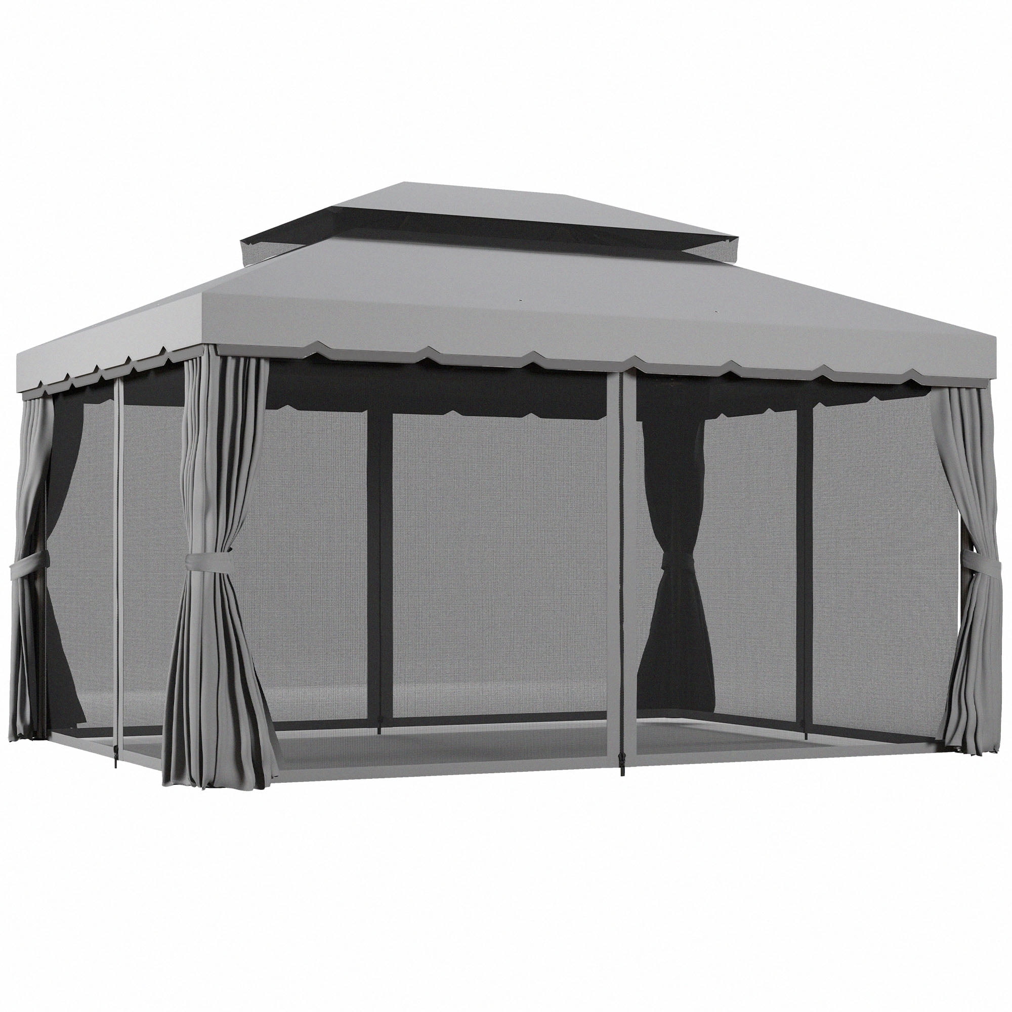 Outsunny 10' x 13' Patio Gazebo with Aluminum Frame for Outdoor, Gray