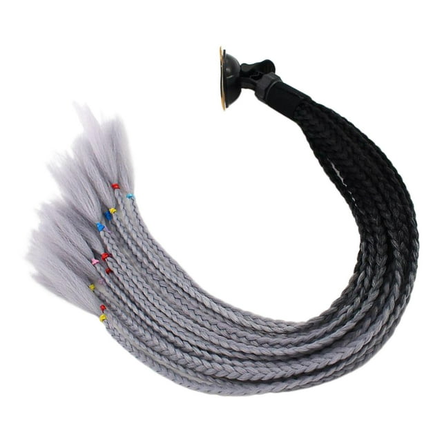 Trenzas para casco con degradado, coletas, trenzas para casco de moto Negro gris