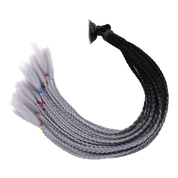 Casco de motocicleta de 55 cm con rastas y trenzas sucias. Negro gris