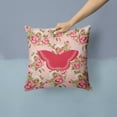 thumbnail image 2 of Butterfly Shabby Chic Pink Roses Fabric Decorative Pillow, 2 of 4