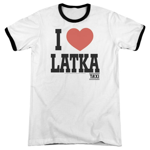 Taxi I Heart Latka Adult Ringer White Black