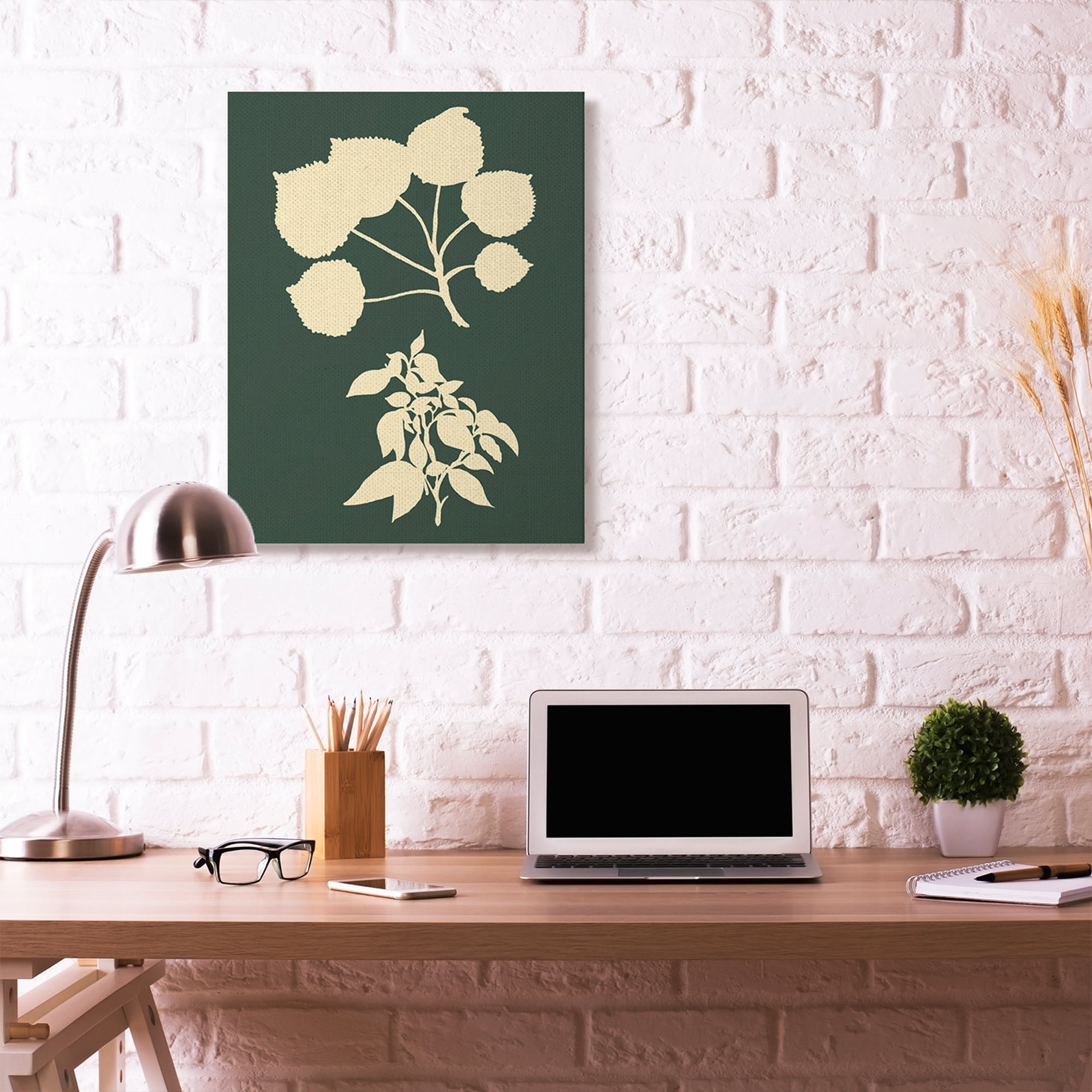Stupell Home Décor Plant Silhouette Yellow Green Design Canvas Wall Art by the Saturday Evening Post