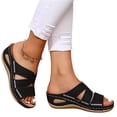 thumbnail image 3 of Domuza Orthopedic Sandals for Women Slip on Non Slip Arch Support Flat Wedge Sandals Wide Width Orthopedic Slippers 2026 New Beach Vacation Foam Shoes Black 8（EU-40）, 3 of 5