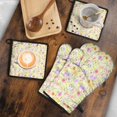 thumbnail image 5 of Pioneer Flower Floral Print Pattern Kitchen Oven Mitt and Pot Holder Sets 2 Pcs for Baking, Cooking and Grilling, Heat Resistant Up To 392 °F, 5 of 7