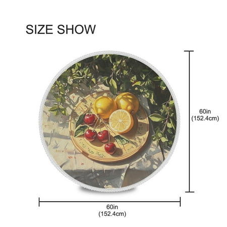 

YAZAOO Round Tablecloth Sun Lemon Painting Pattern Tableclothes