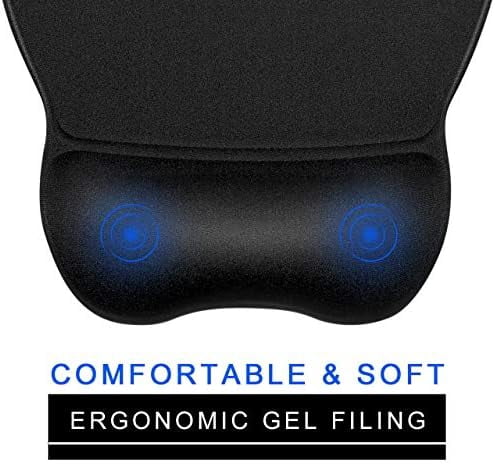 Tekola Ergonomic Mouse Pad with Gel Wrist Support, Comfortable Mousepad with Smooth Wrist Rest Surface and Non-Slip PU Base for Pain Relief Computer Laptop Office Home Black, 9.2 x 8.1 in