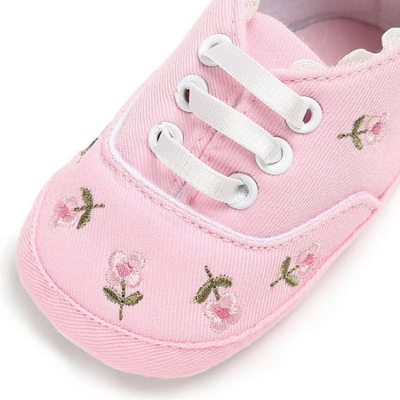

Relanfenk Baby Shoes Girls Floral Crib Soft Sole Anti-slip Sneakers Canvas Shoes