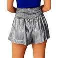 thumbnail image 4 of SLADYGLO Women Elastic Pleated Waist Ruffle Hem Sports Shorts, 4 of 7