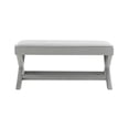 thumbnail image 4 of GZXS Mid-Century Modern Velvet Upholstered Bench with X-Frame, 42"W Padded Ottoman Seat for Bedroom/End of Bed/Window/Hallway, Light Gray, 4 of 7