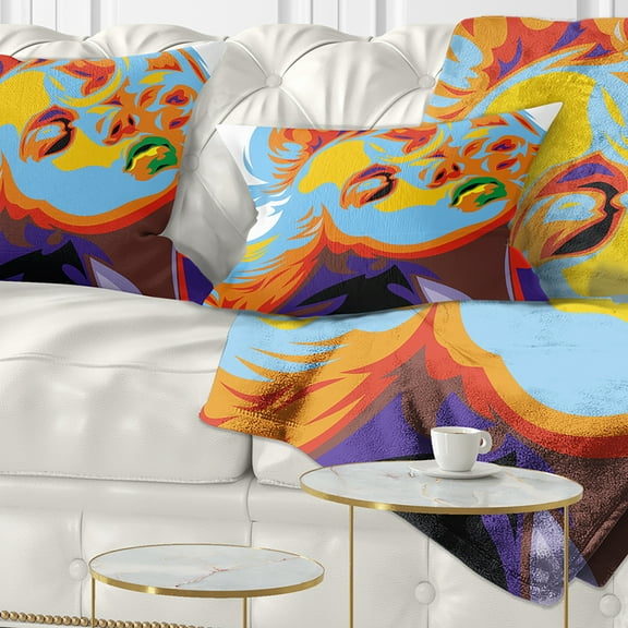 Designart Blonde Girl Art - Vector Throw Pillow - 12x20