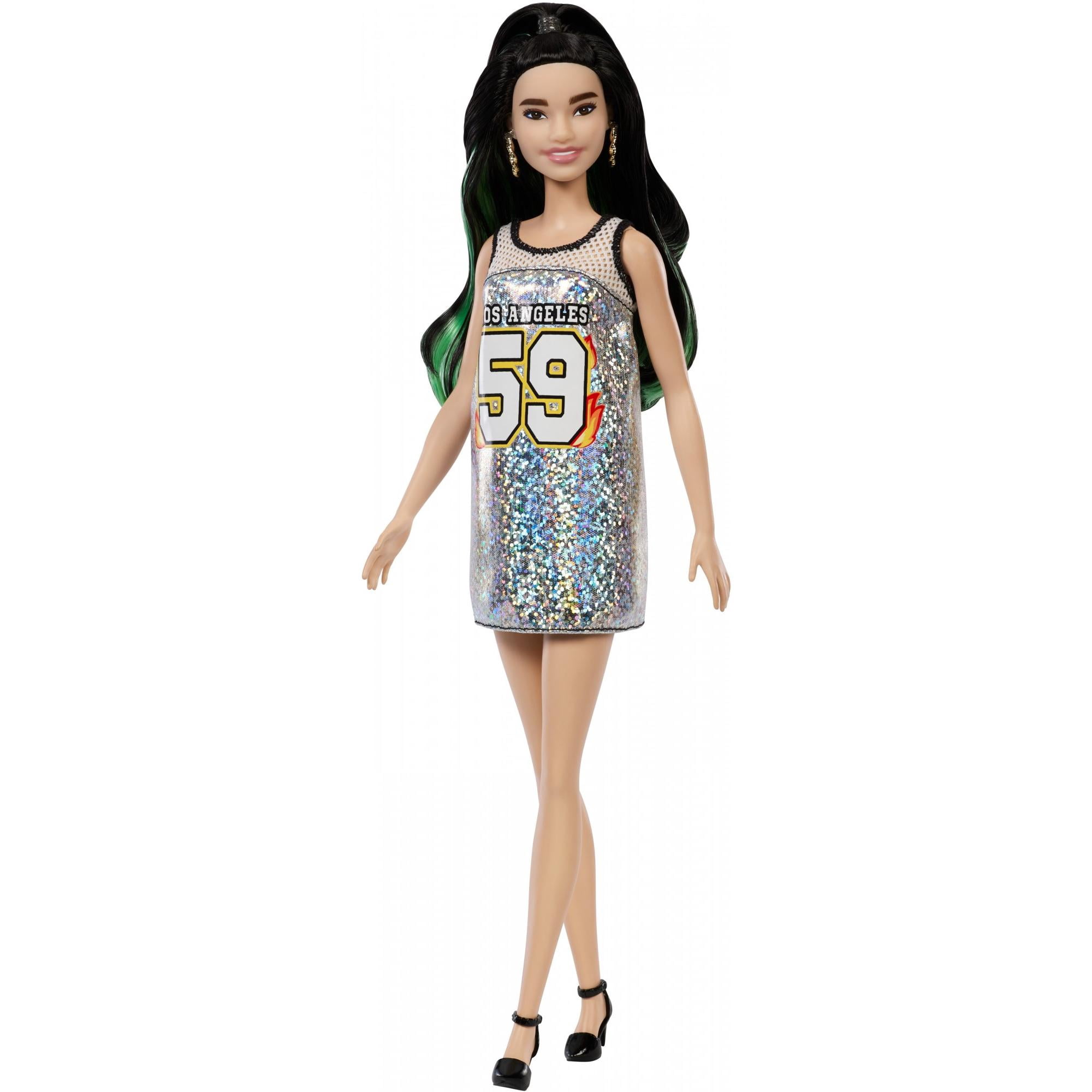 Barbie Fashionistas Doll, Tall Body Type with Silver Jersey Dress