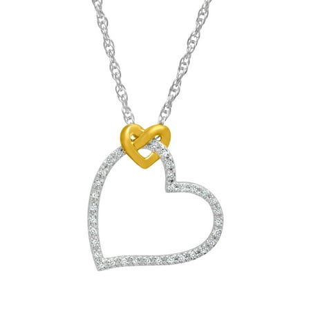 1/10 ct Diamond Heart Pendant Necklace in 14kt Gold-Plated Sterling Silver