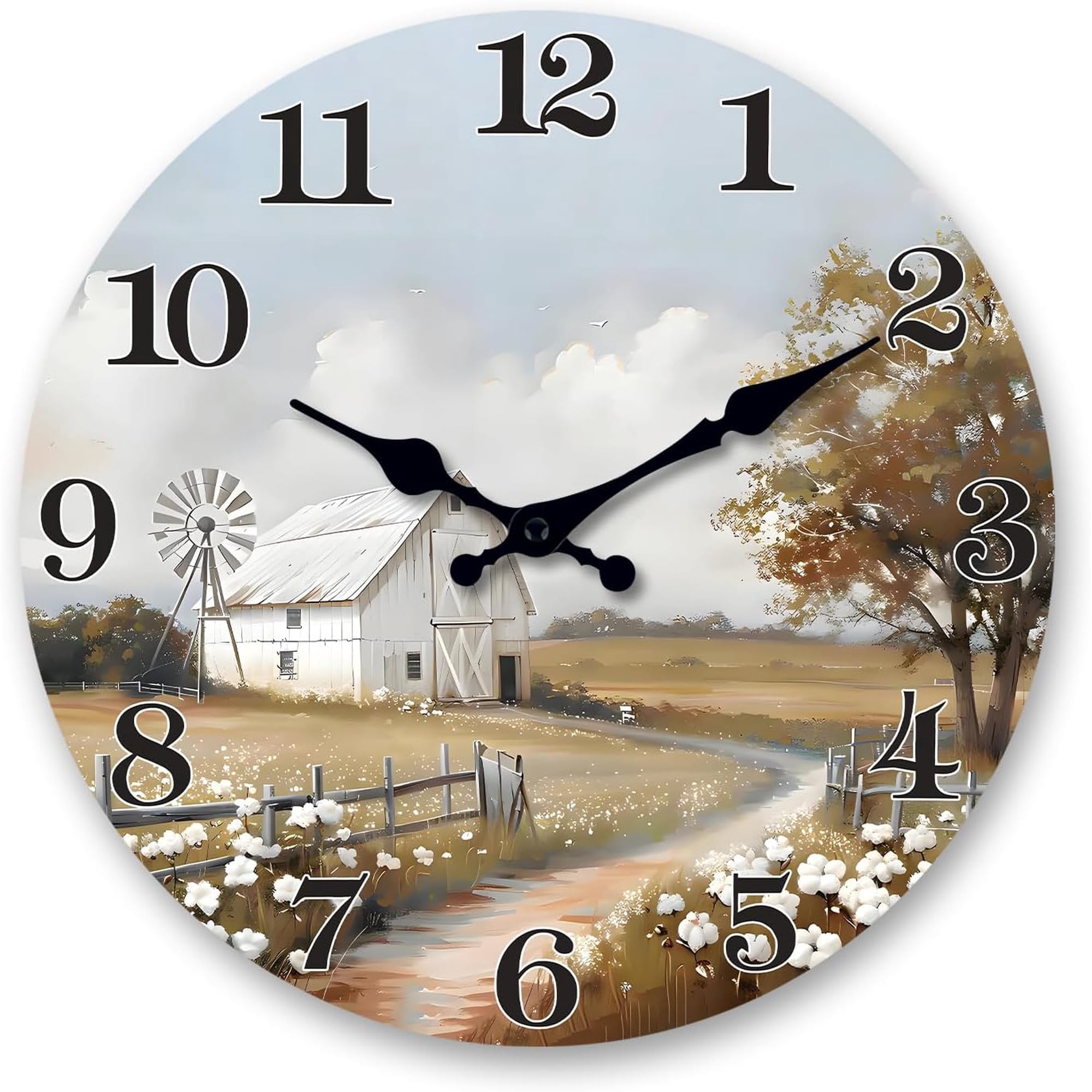 Small Farmhouse Barn Wall Clock 12x12 inch Silent