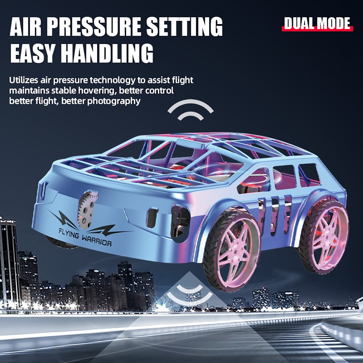 Flying Remote Control Car, 2-in-1 Mini RC Drone & Flying Car with One Key Take Off/Landing, LED Lights for Kids Birthday Gifts