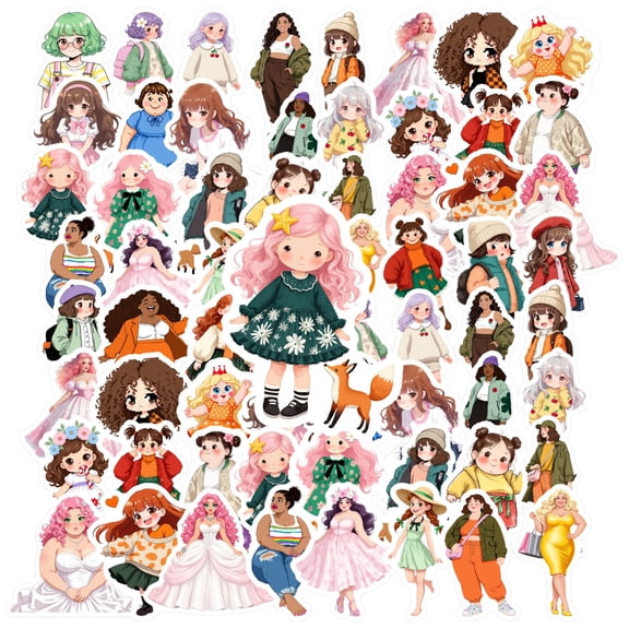 35pcs-70pcs Casual Stickers Fashion Character Stickers Diverse Stickers for Laptops Phones Suitcases