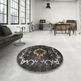 thumbnail image 3 of Ahgly Company Indoor Square Traditional Charcoal Black Persian Area Rugs, 6' Square, 3 of 6