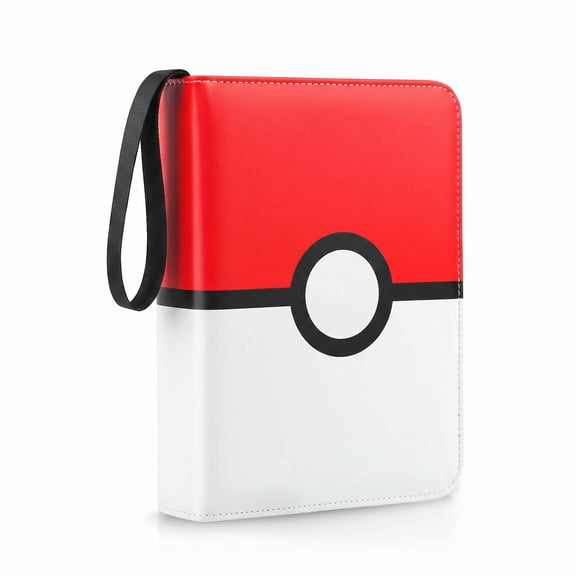 Card Binder 4 Pocket, Trading Card Holder Fits 400 Cards With 50 Removable Sleeves, Portable Collection Card Ablum, Game Card Case book With Zipper for Gift, Red