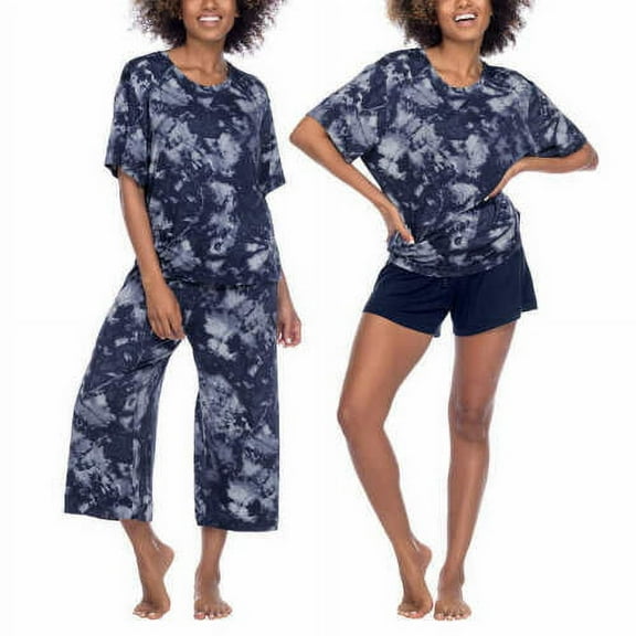 Honeydew Ladies' Palazzo Pajama Set, 3-piece (Navy Tie-Dye, XSmall)